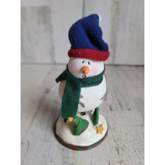 Bobblehead snowman Xmas tree figure glitter star snow - Picture 1 of 7